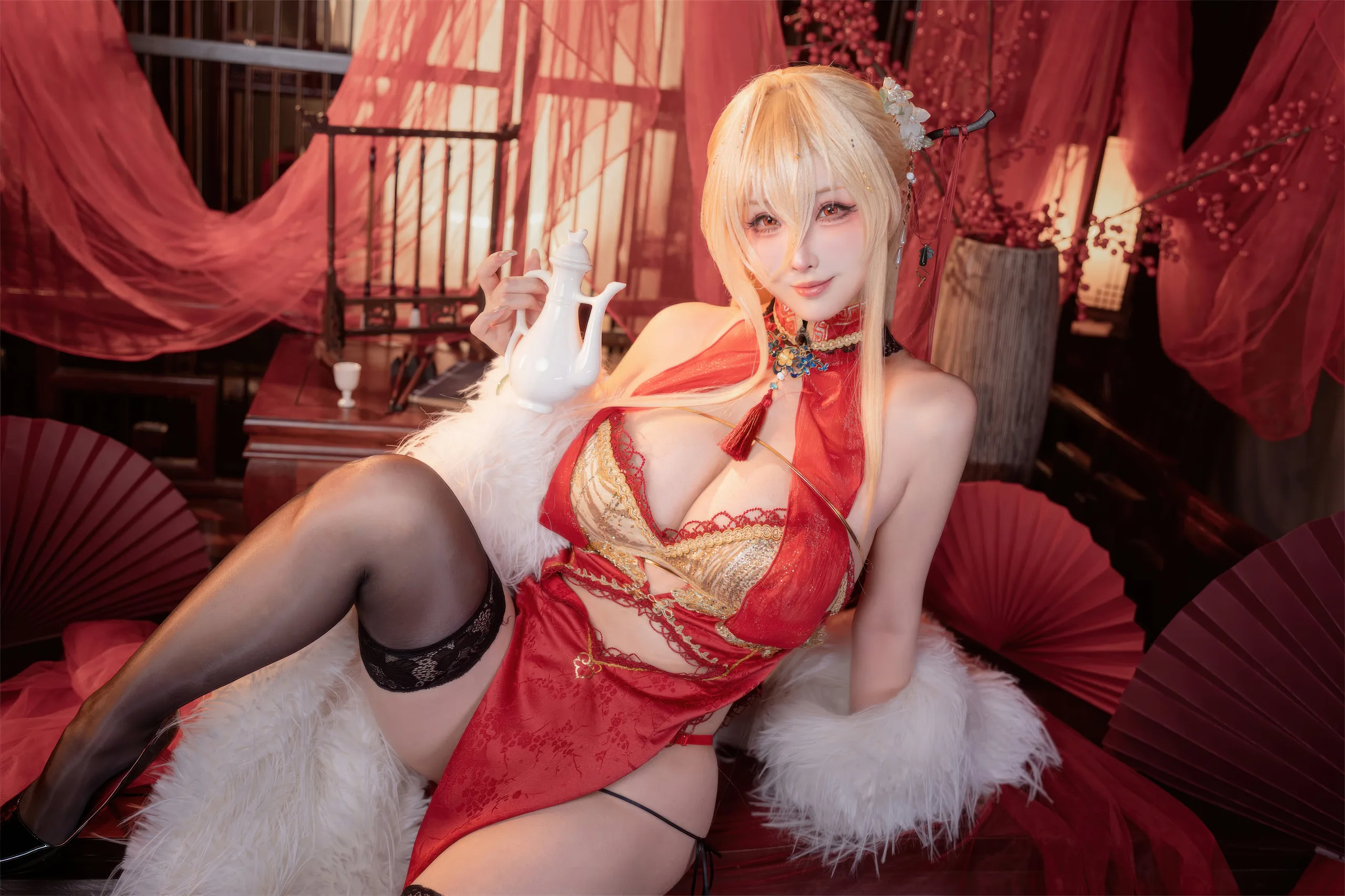 rioko凉凉子 碧蓝航线 怨仇旗袍·杯盏盈芳华25P 231 8M - 第22张写真大图
