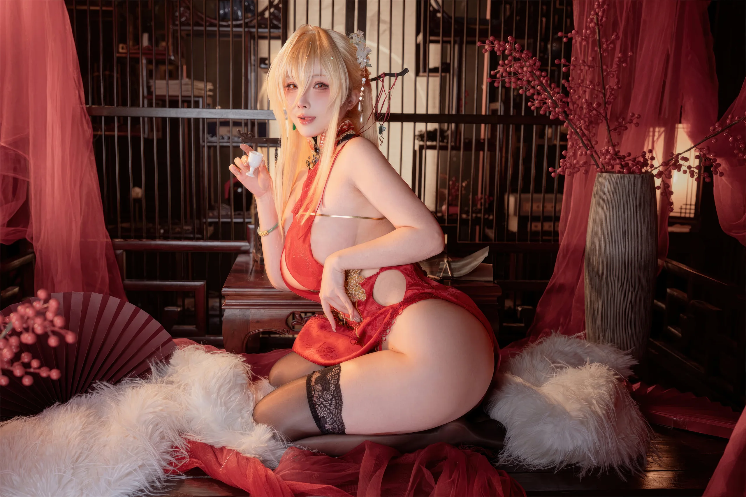 rioko凉凉子 碧蓝航线 怨仇旗袍·杯盏盈芳华25P 231 8M - 第4张写真大图