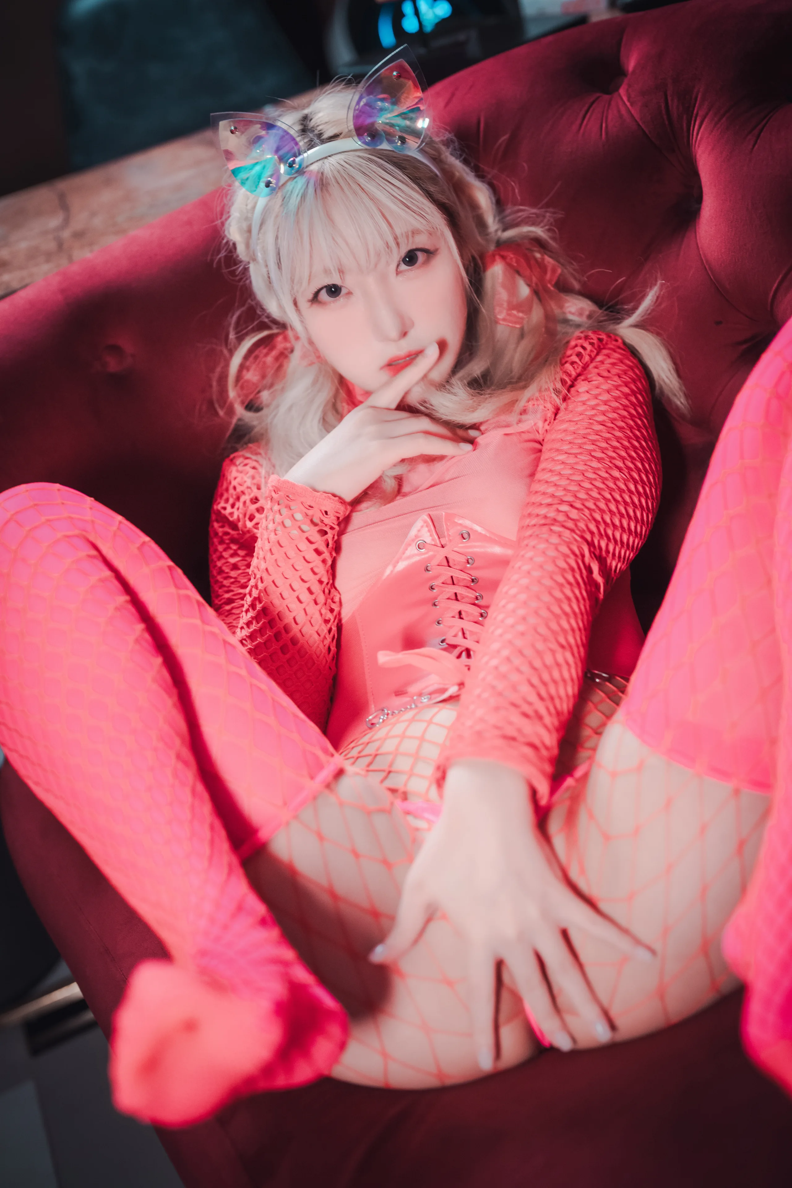 Hanari하나리 DJAWA Photo – Hanari Sheer Pink Cat Girl 84P 00GB - 第8张写真大图
