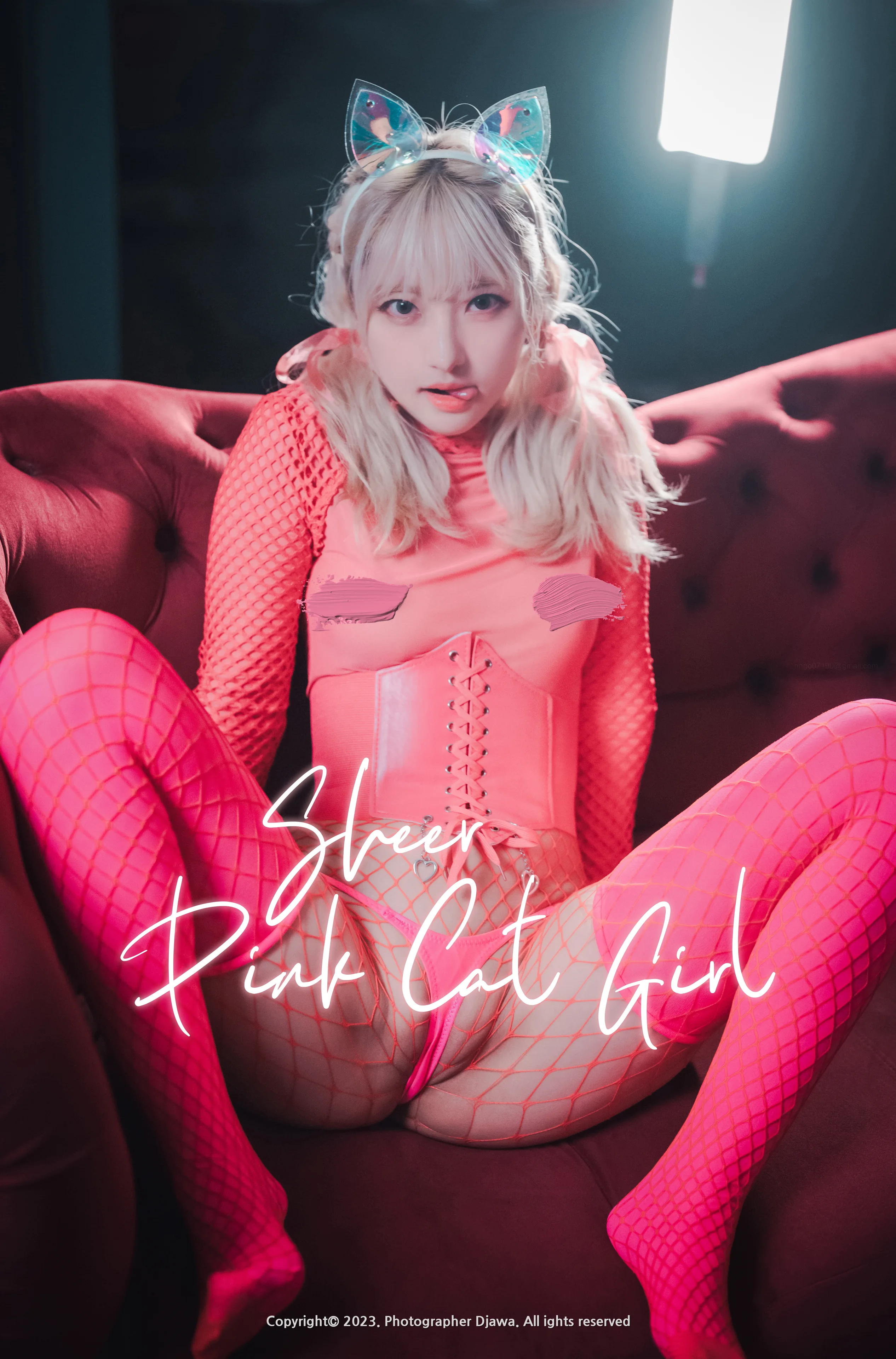 Hanari하나리 DJAWA Photo – Hanari Sheer Pink Cat Girl 84P 00GB - 第85张写真大图